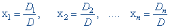 Formula for the solution of the system of equations